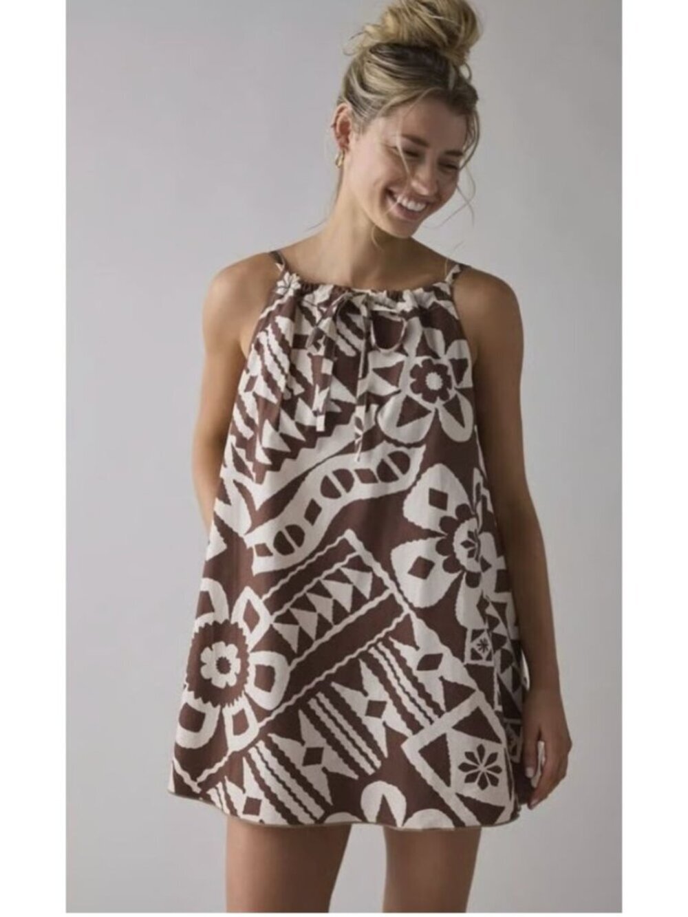 Urban Outfitters BDG Eva Tie-Front Strap Trapse Mini Dress New